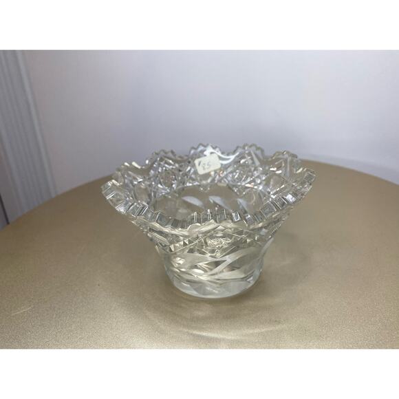 Antique American Brilliant Cut Glass Period Floral Print Candy Dish - Picture 5 of 5